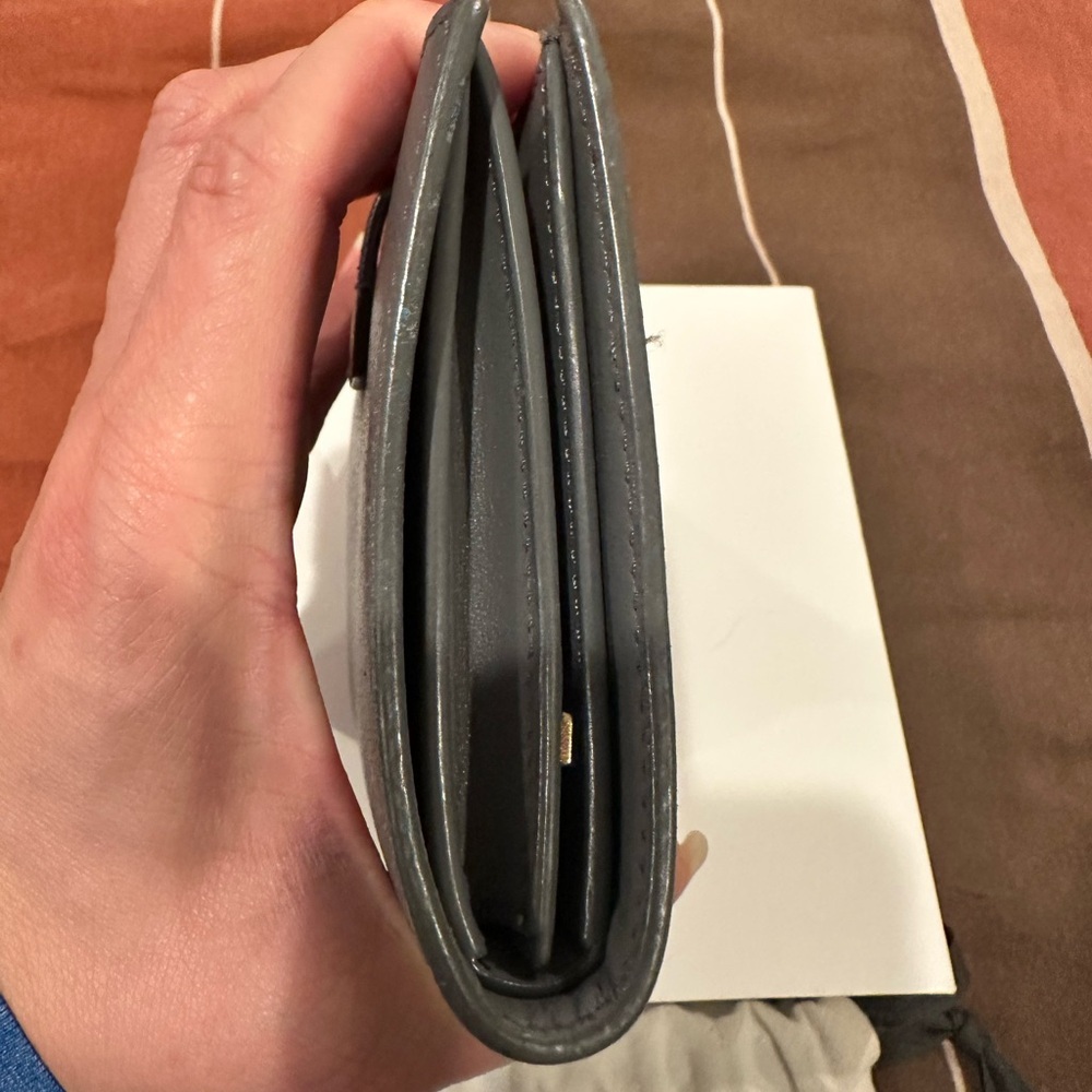 Celine Black Textured Pebble Leather Wallet with Gold Logo - Picture 10 of 10